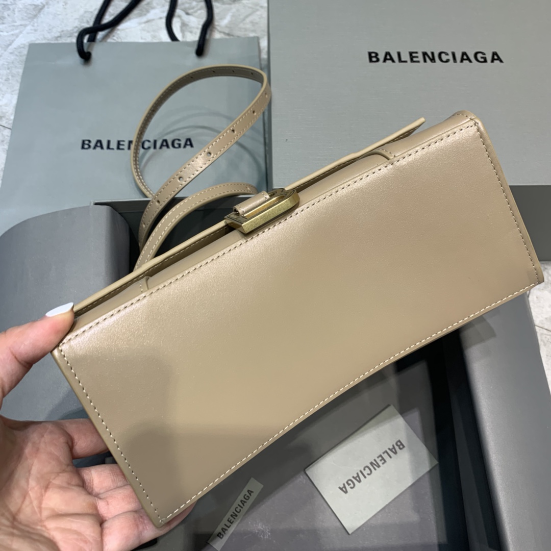 Balenciaga Hourglass Small Handbag Box Calfskin Shoulder Bag Gray